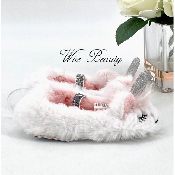 Toddler Girl Unicorn Ballet Flat Slippers Sz Small 12-24M White Pink Cat & Jack - Picture 5 of 9